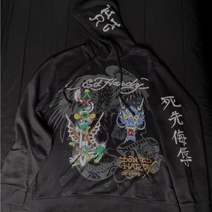 Ed Hardy Black Hoodie Dragon Graphics